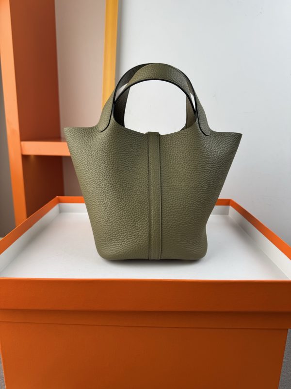 In stock✨Vegetable basket Sage  Tc leather vegetable basket 18cm hand-sewn wax thread🧵 - Image 2