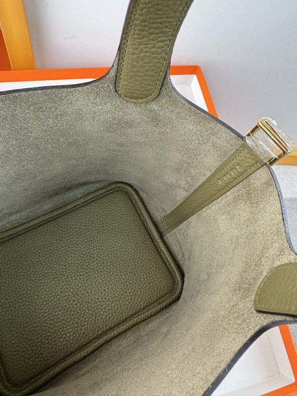In stock✨Vegetable basket Sage  Tc leather vegetable basket 18cm hand-sewn wax thread🧵 - Image 3