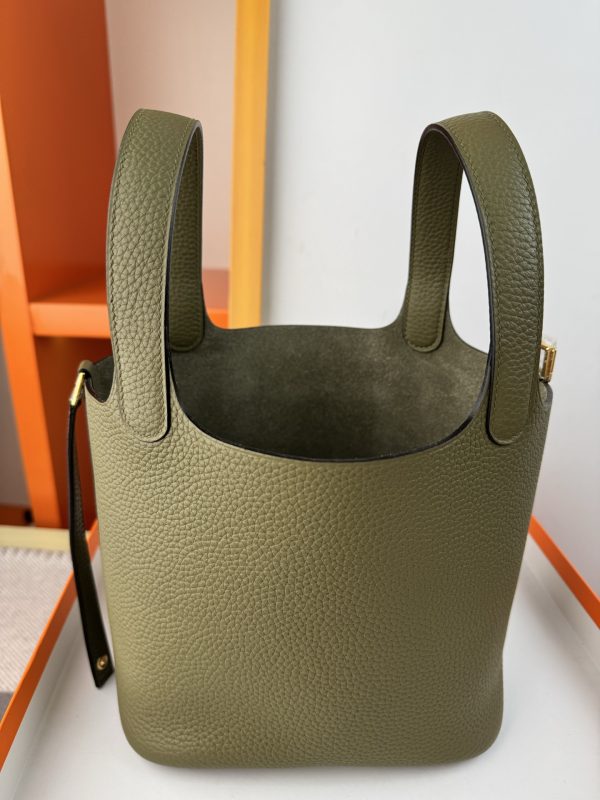 In stock✨Vegetable basket Sage  Tc leather vegetable basket 18cm hand-sewn wax thread🧵 - Image 4