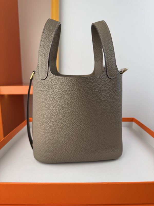 In stock✨Vegetable basket Asphalt gray  Tc leather vegetable basket 18cm hand-sewn wax thread🧵 - Image 5