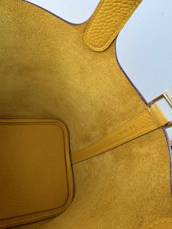 In stock✨Vegetable basket amber yellow  Tc leather vegetable basket 18cm hand-sewn wax thread🧵 - Image 4